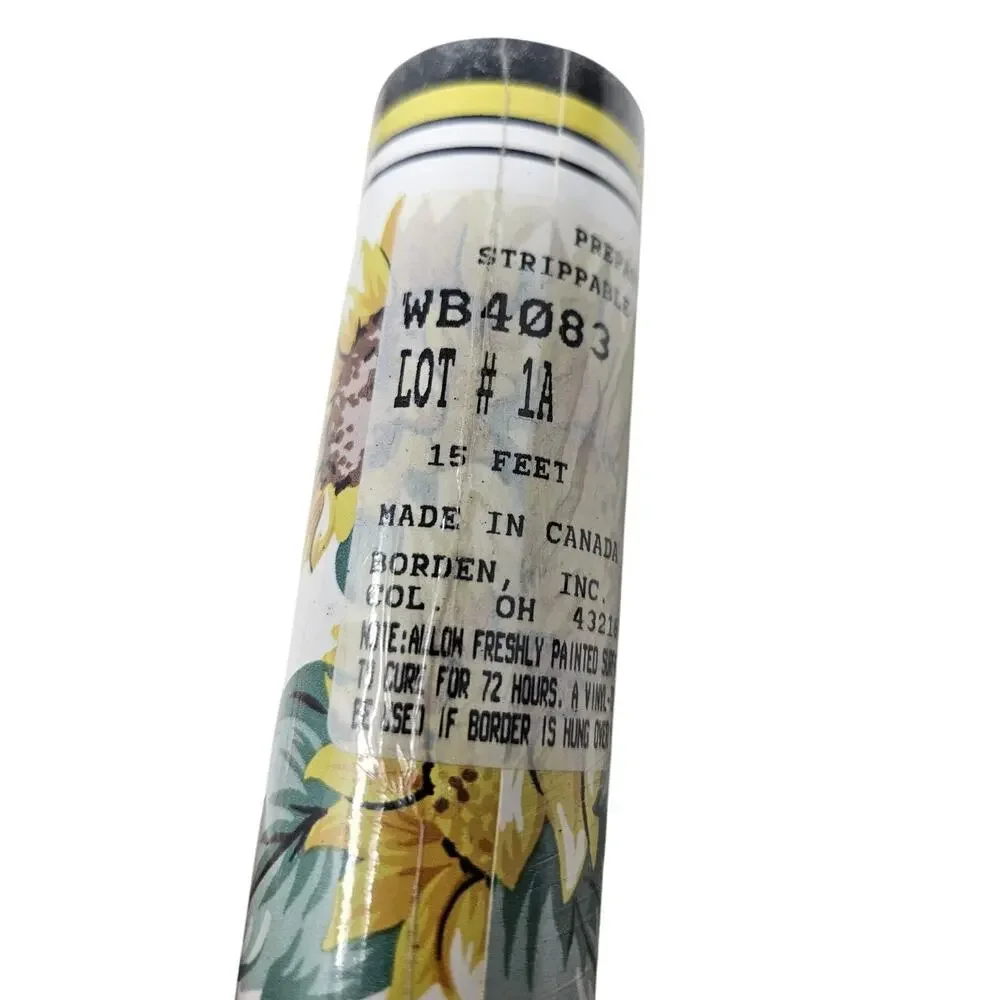 Vintage 90s Borden Inc Sunflower Prepasted Wallpaper Border Strippable Washable